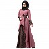 Polka dotted asymmetrical dress abaya- Puce Pink-Wine Polka dotted asymmetrical dress abaya- Puce Pink-Wine